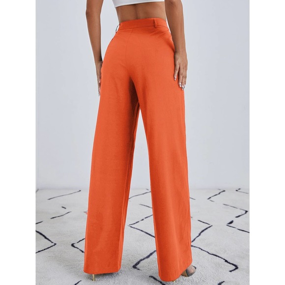 High waist Zip Up Straight Leg Pants dress pants cream white - Picture 8 of 12